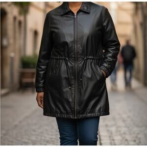 Wilsons Leather Jacket Women's Size Medium Black Zip Up Lined Mid Length